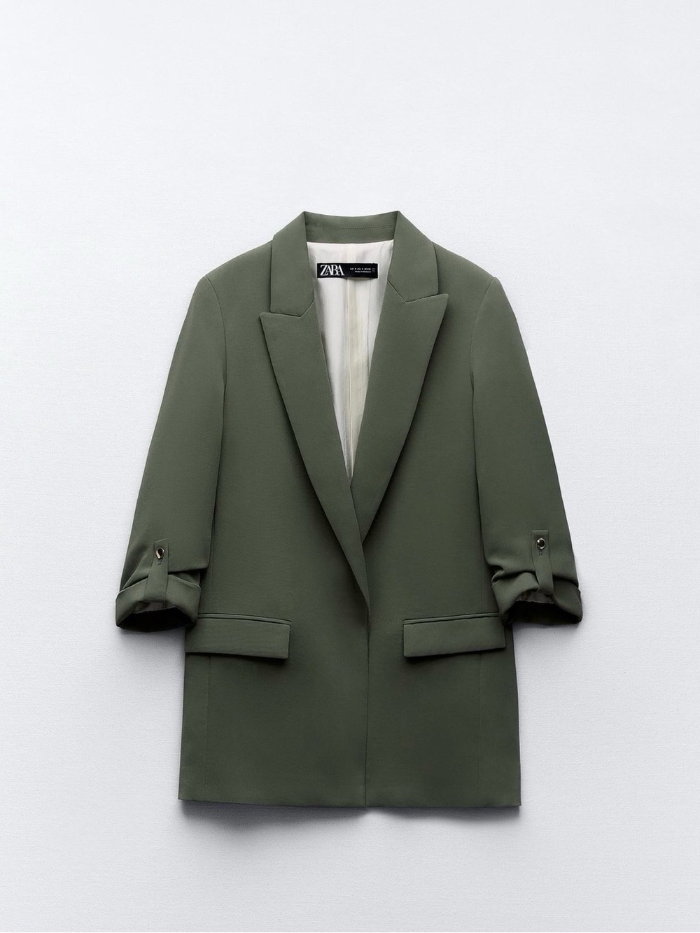 Zara Military Green Tailored Blazer